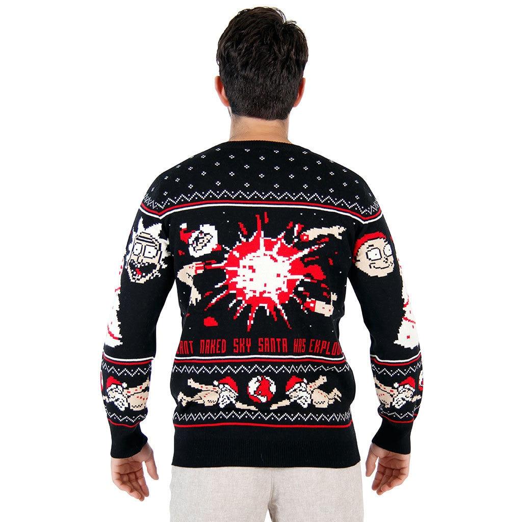 Rick and Morty Exploding Santa Ugly Christmas Sweater-tvso