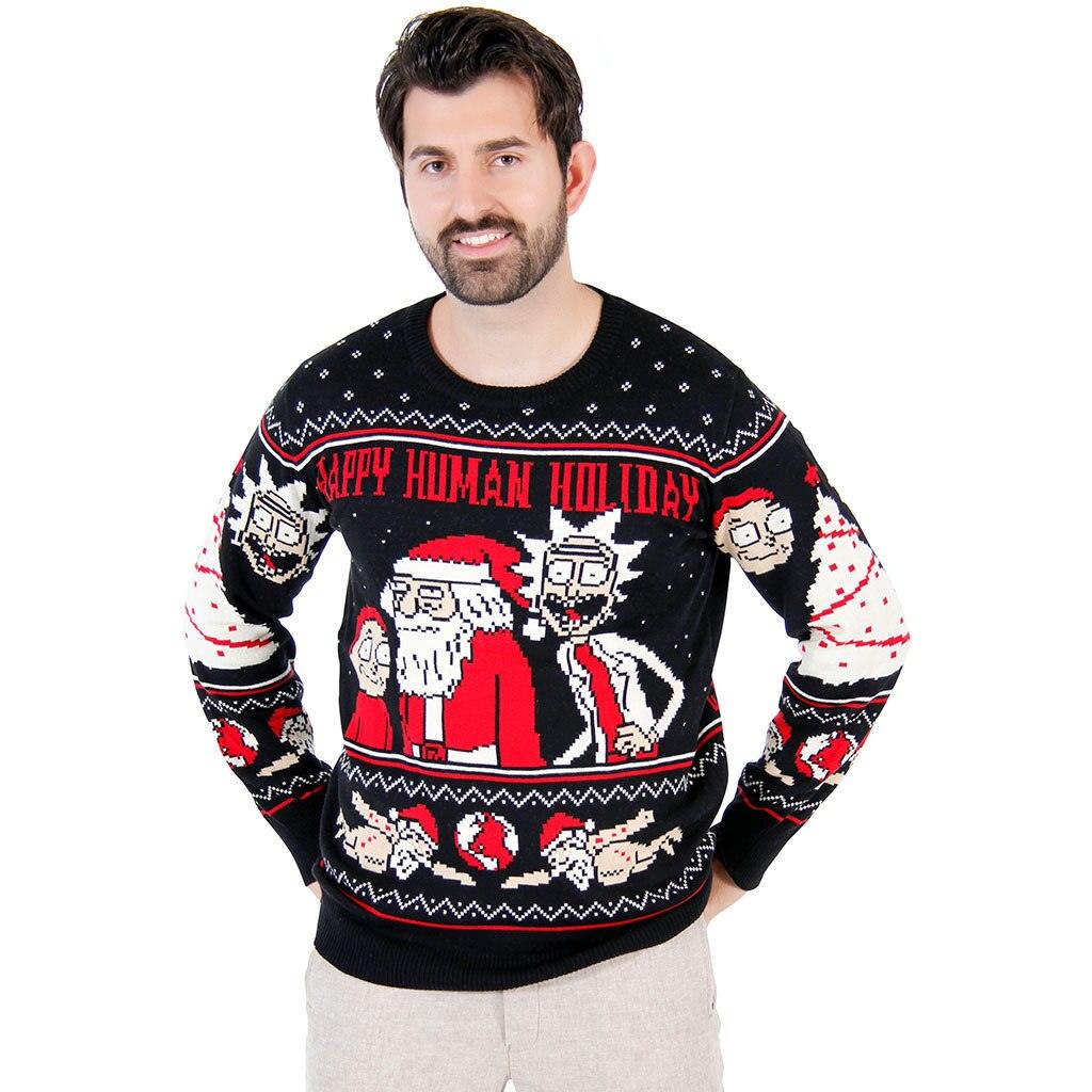 Rick and Morty Exploding Santa Ugly Christmas Sweater-tvso