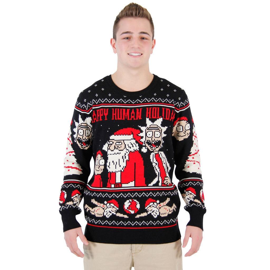 Rick and Morty Exploding Santa Ugly Christmas Sweater-tvso