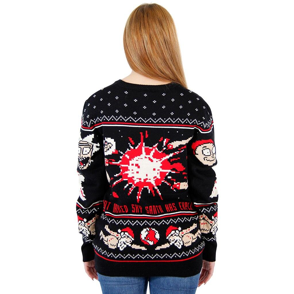 Rick and Morty Exploding Santa Ugly Christmas Sweater-tvso