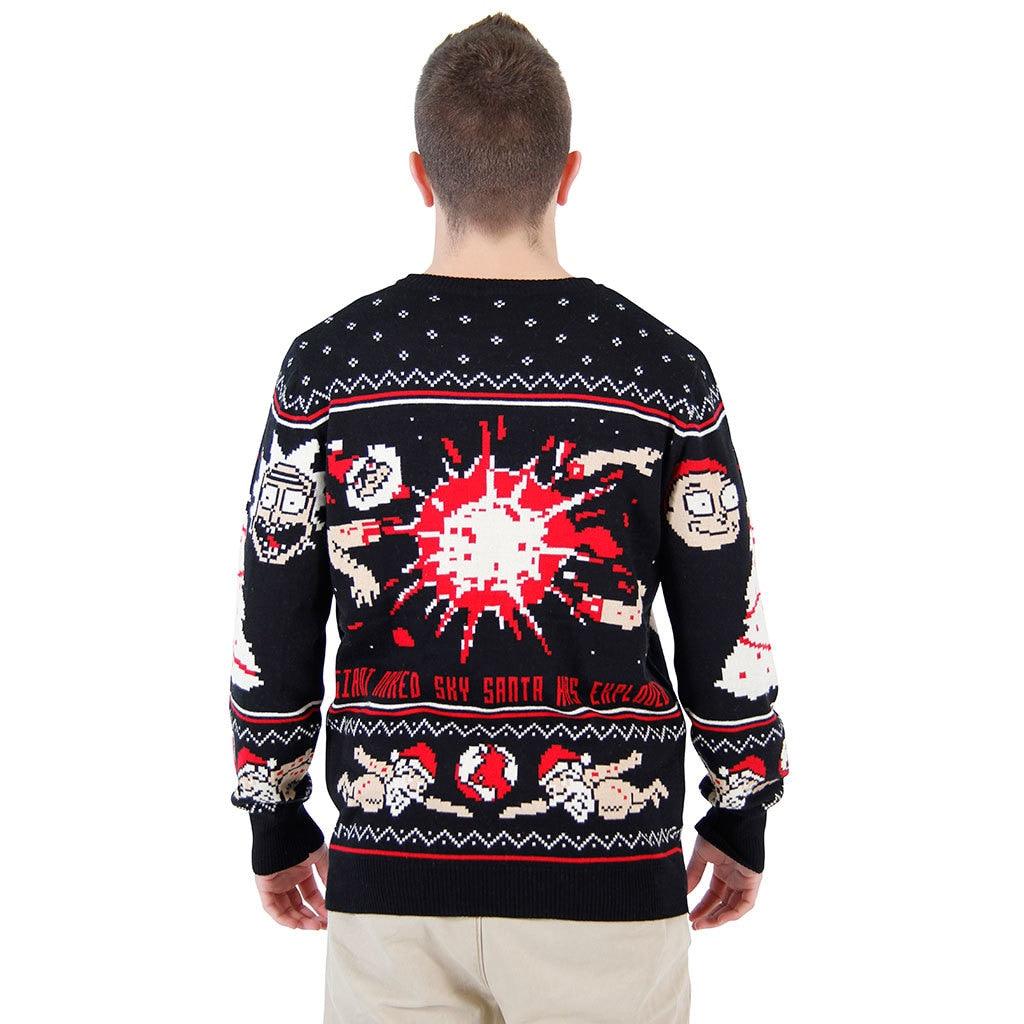 Rick and Morty Exploding Santa Ugly Christmas Sweater-tvso