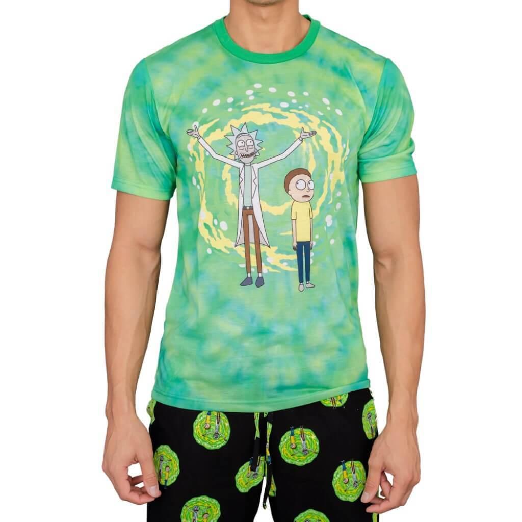 Rick and Morty Portal T-Shirt and Lounge Pants Pajama Set-tvso
