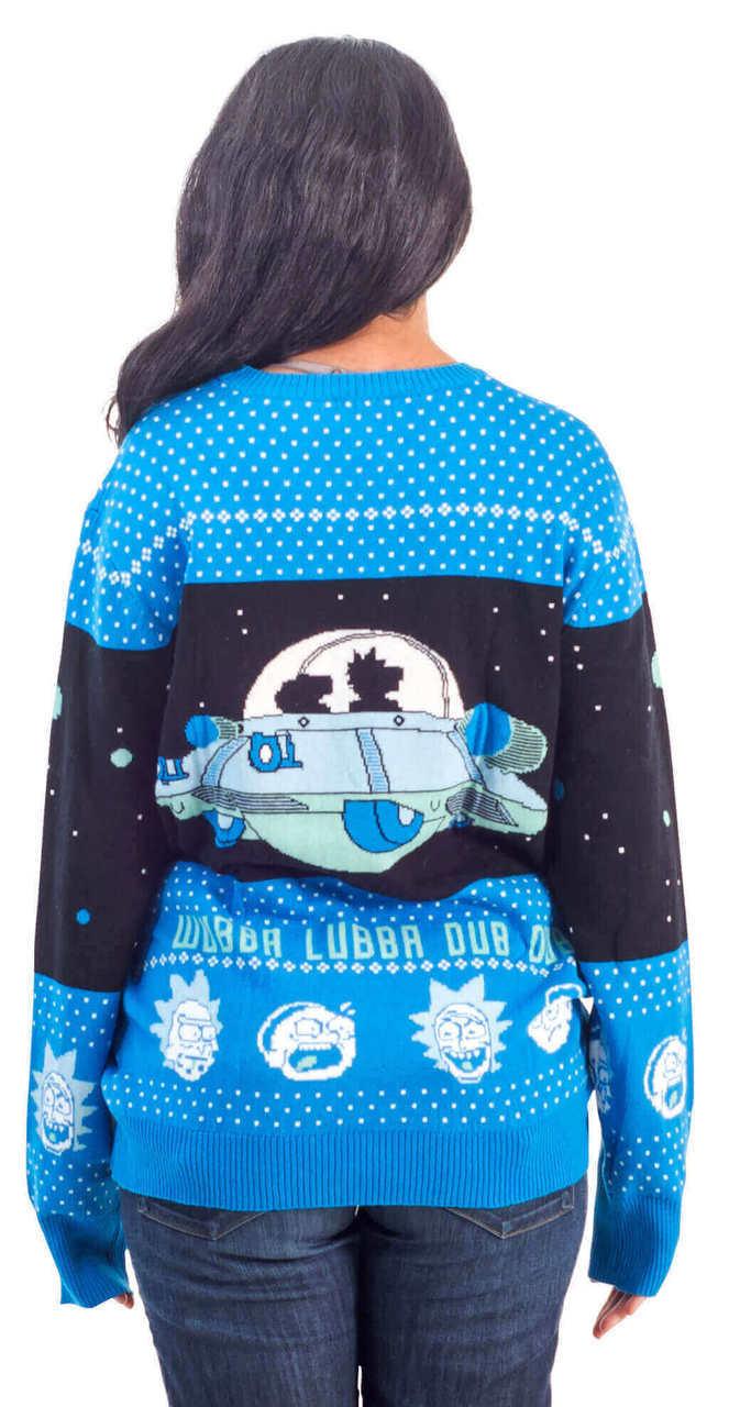 Rick and Morty Unisex Wubba Lubba Spaceship Christmas Sweater - TVStoreOnline