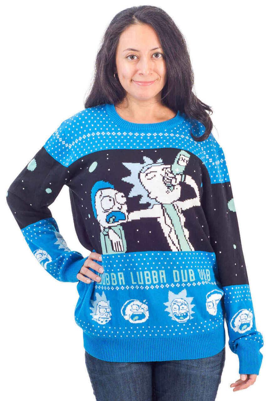 Rick and Morty Unisex Wubba Lubba Spaceship Christmas Sweater - TVStoreOnline