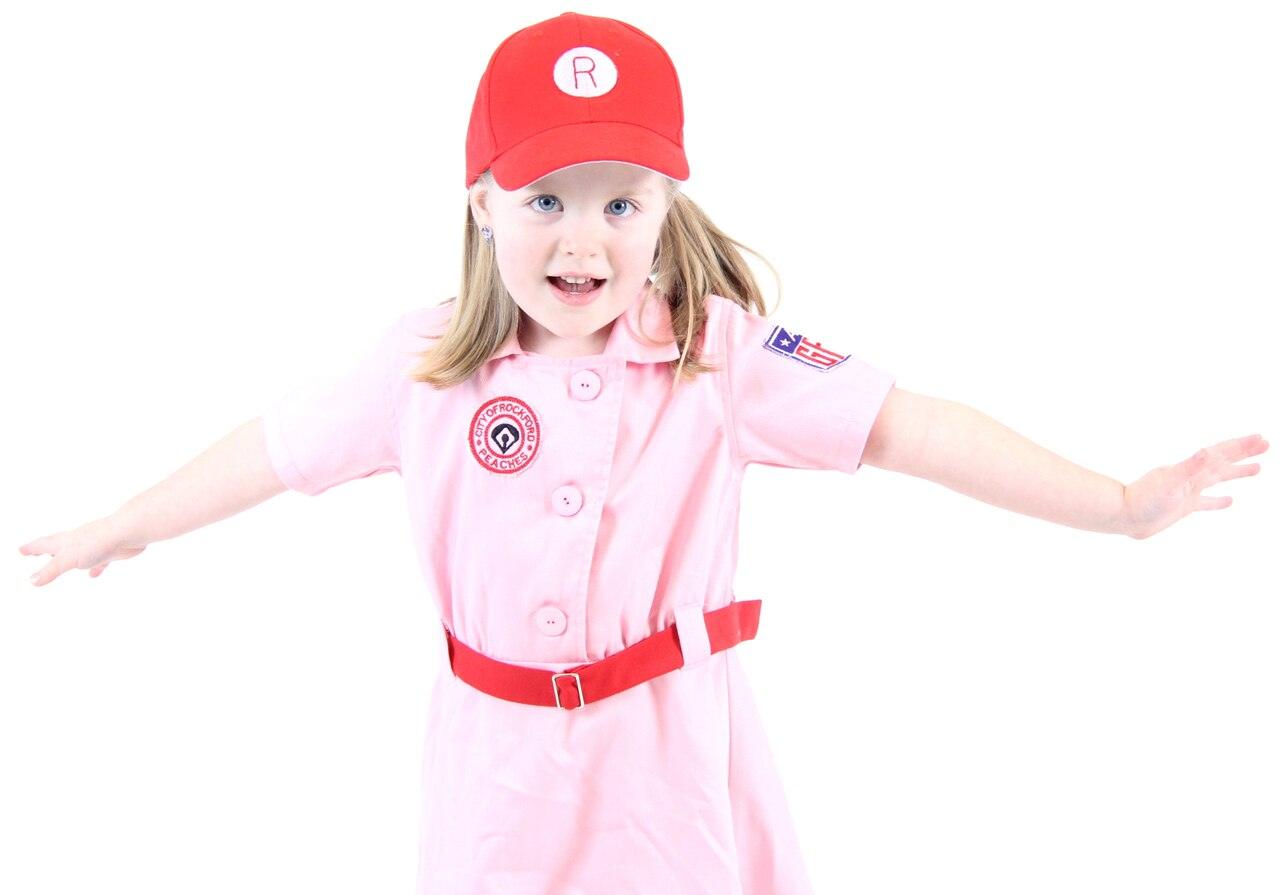 Rockford Peaches Pink Baseball Girls Costume Dress-tvso