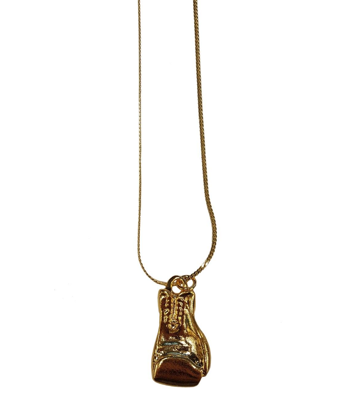 Rocky Golden Glove Pendant 18 inch Chain necklace-tvso