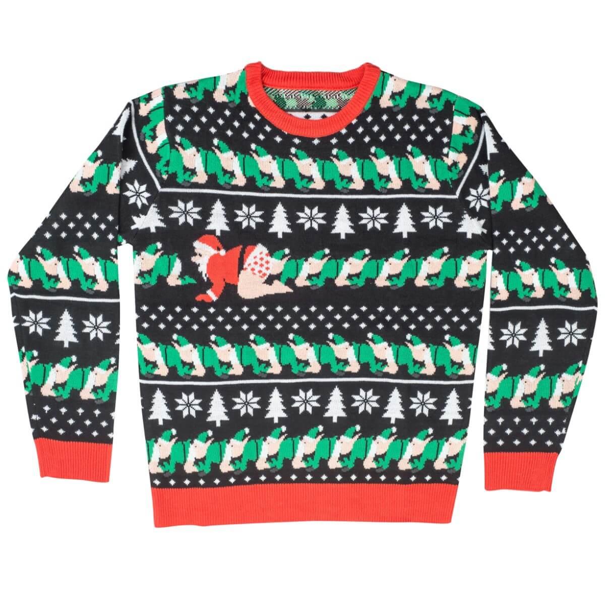 Santa Claus and Elfs Santapead Elves Ugly Christmas Sweater