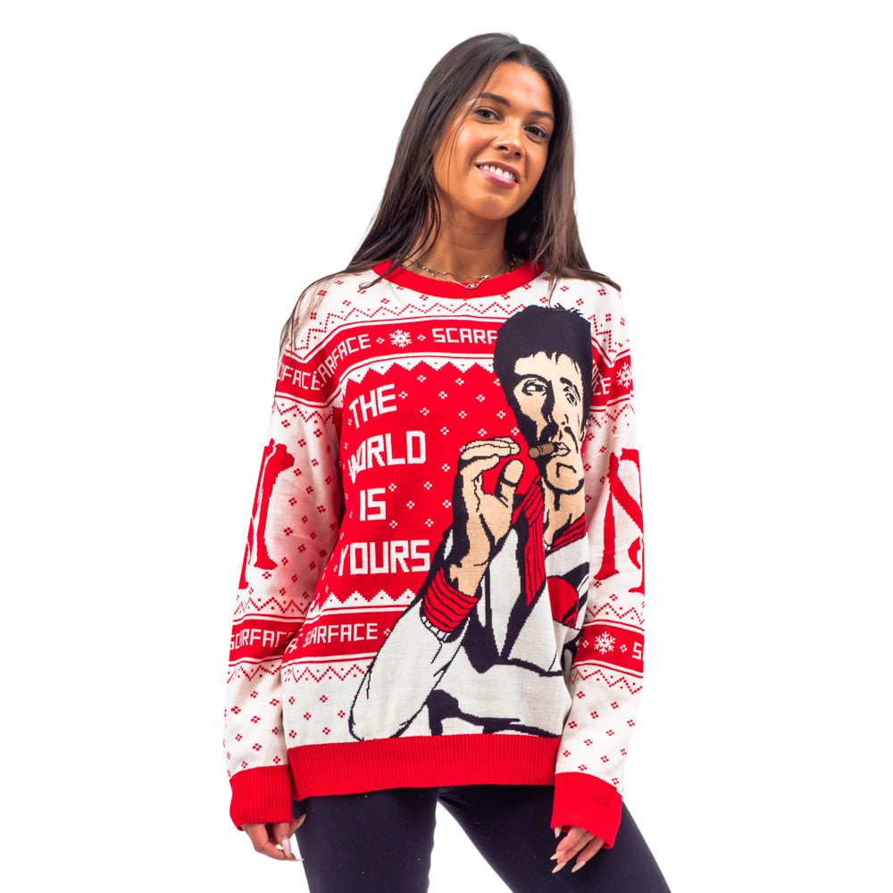 Scarface the World is Yours Tony Montana Ugly Christmas Sweater - TVStoreOnline