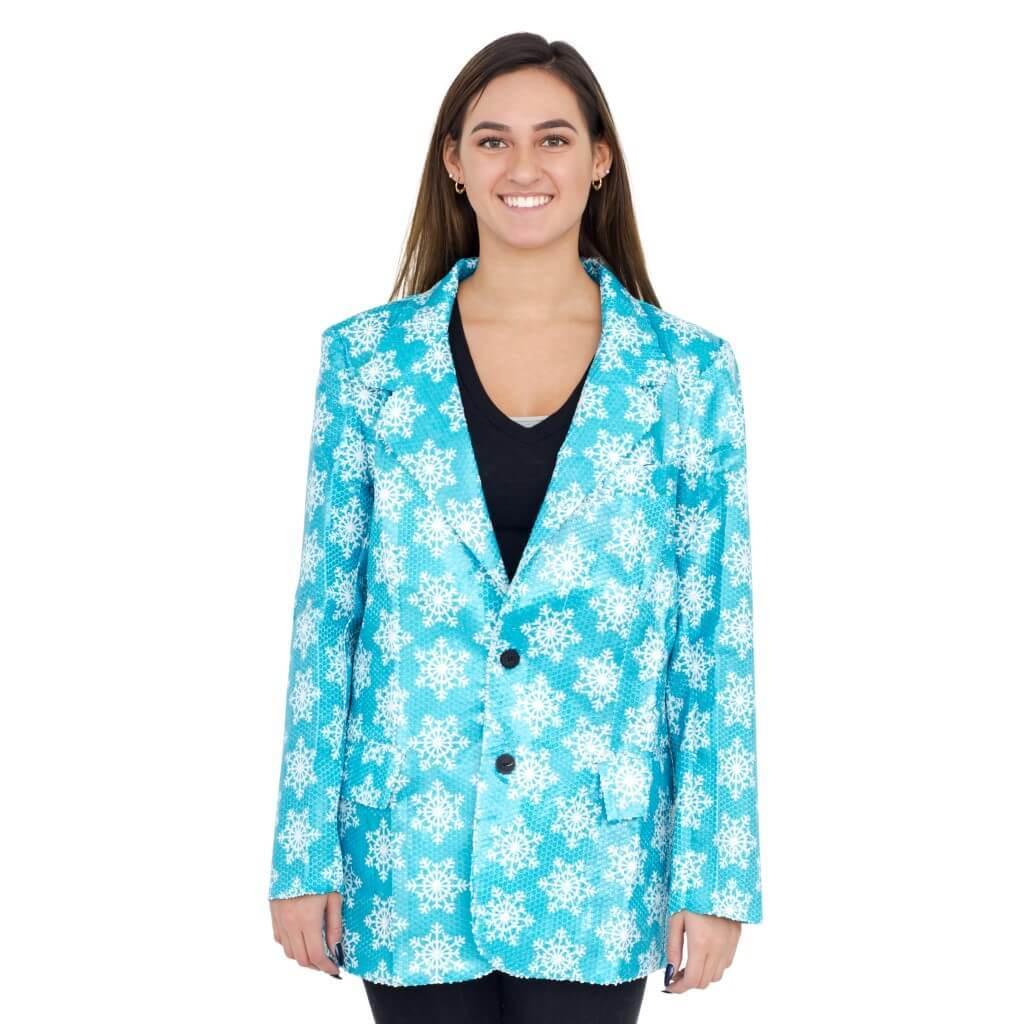 Sequin Snowflakes Blazer Jacket-tvso