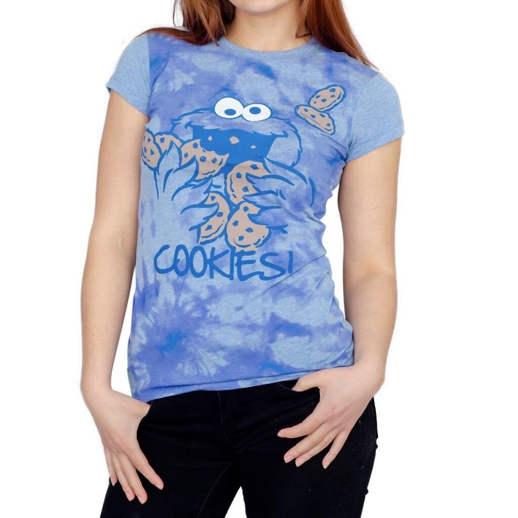Sesame Street Cookie Monster Nom Nom Cookies Tie-Dye T-Shirt-tvso