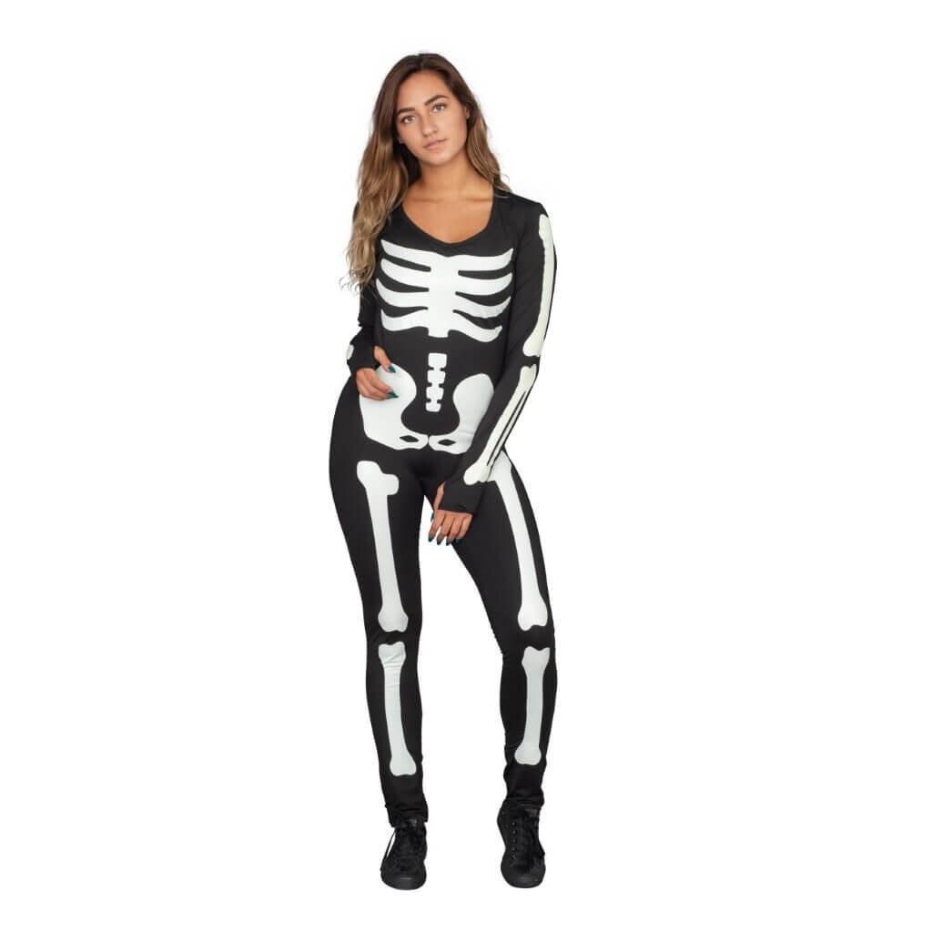 Sexy Lady Skeleton Body Suit Spandex Costume-tvso