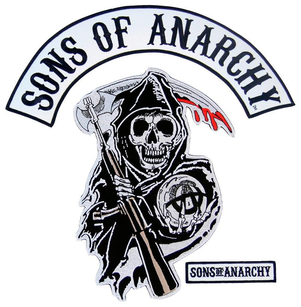 Sons of Patch Anarchy Biker Motorcycle Back Patches Iron On Large Size  Embroidered