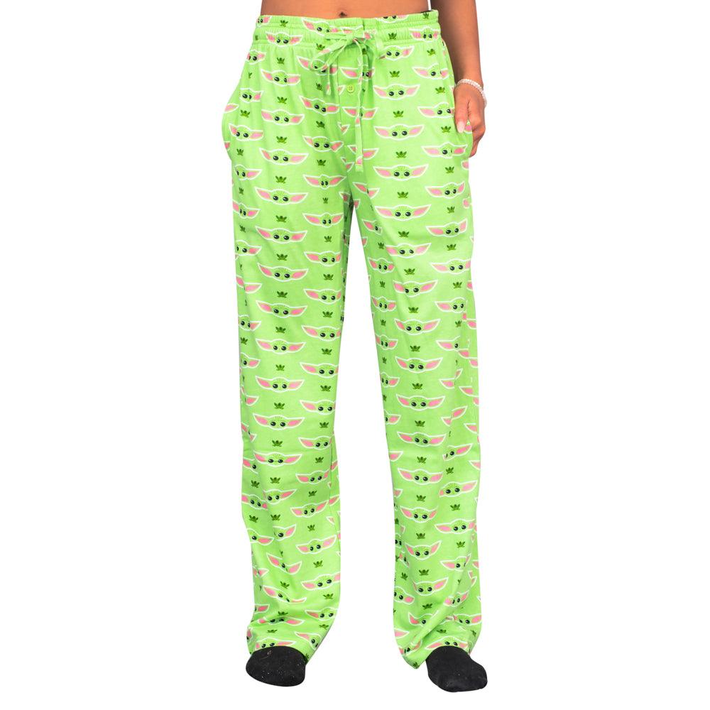 Star Wars Baby Yoda and Frogs Pajamas Green Lounge Pants