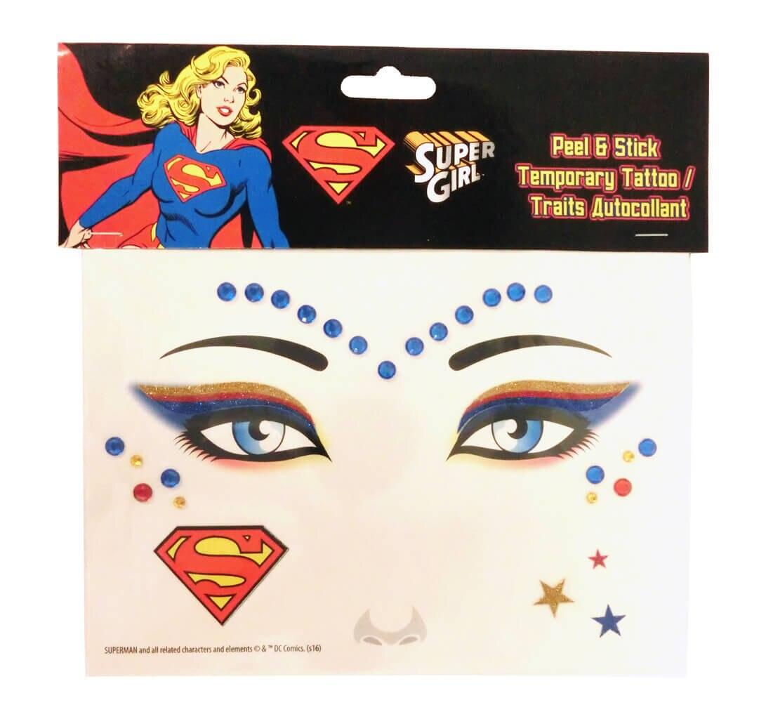 Super Girl Peel and Stick Jewels Face Tattoos-tvso