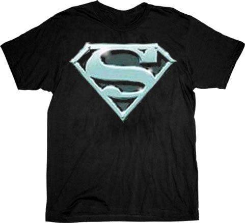 Superman Chrome Shield Logo T-shirt Tee-tvso