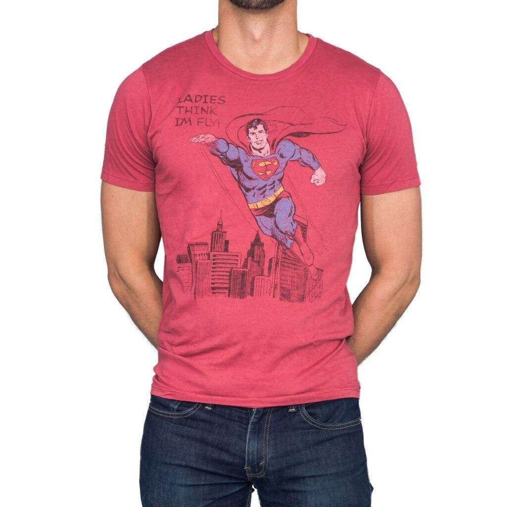 Superman Ladies Think I'm Fly Vintage Inspired Lava T-shirt-tvso