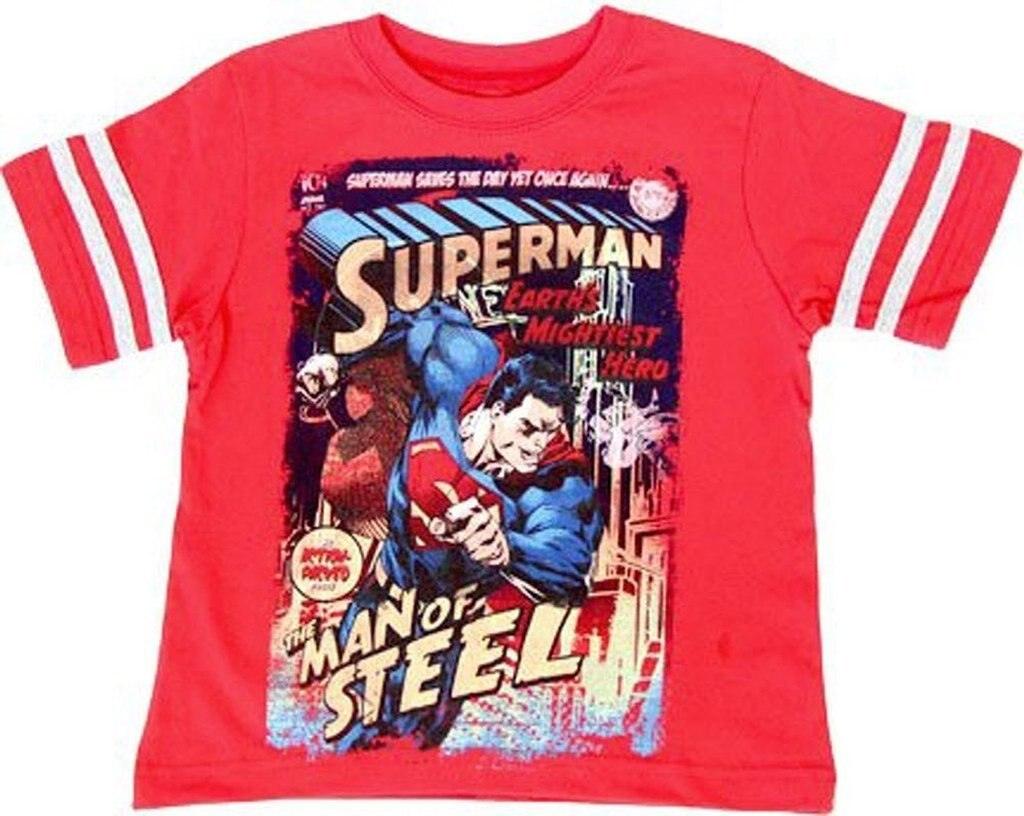 Man Of Steel Comic Book Print Boys Red T-Shirt