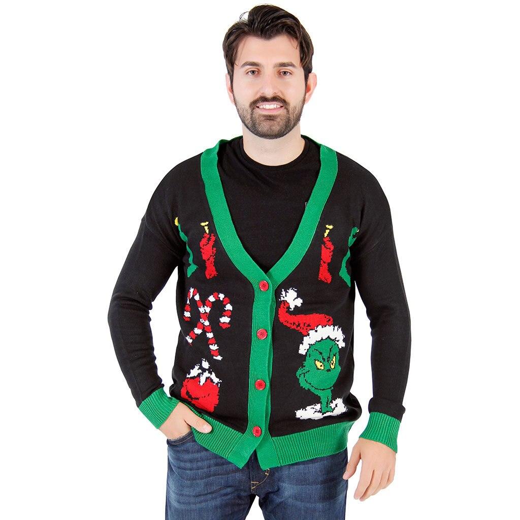The Grinch Ugly Christmas Cardigan Sweater-tvso