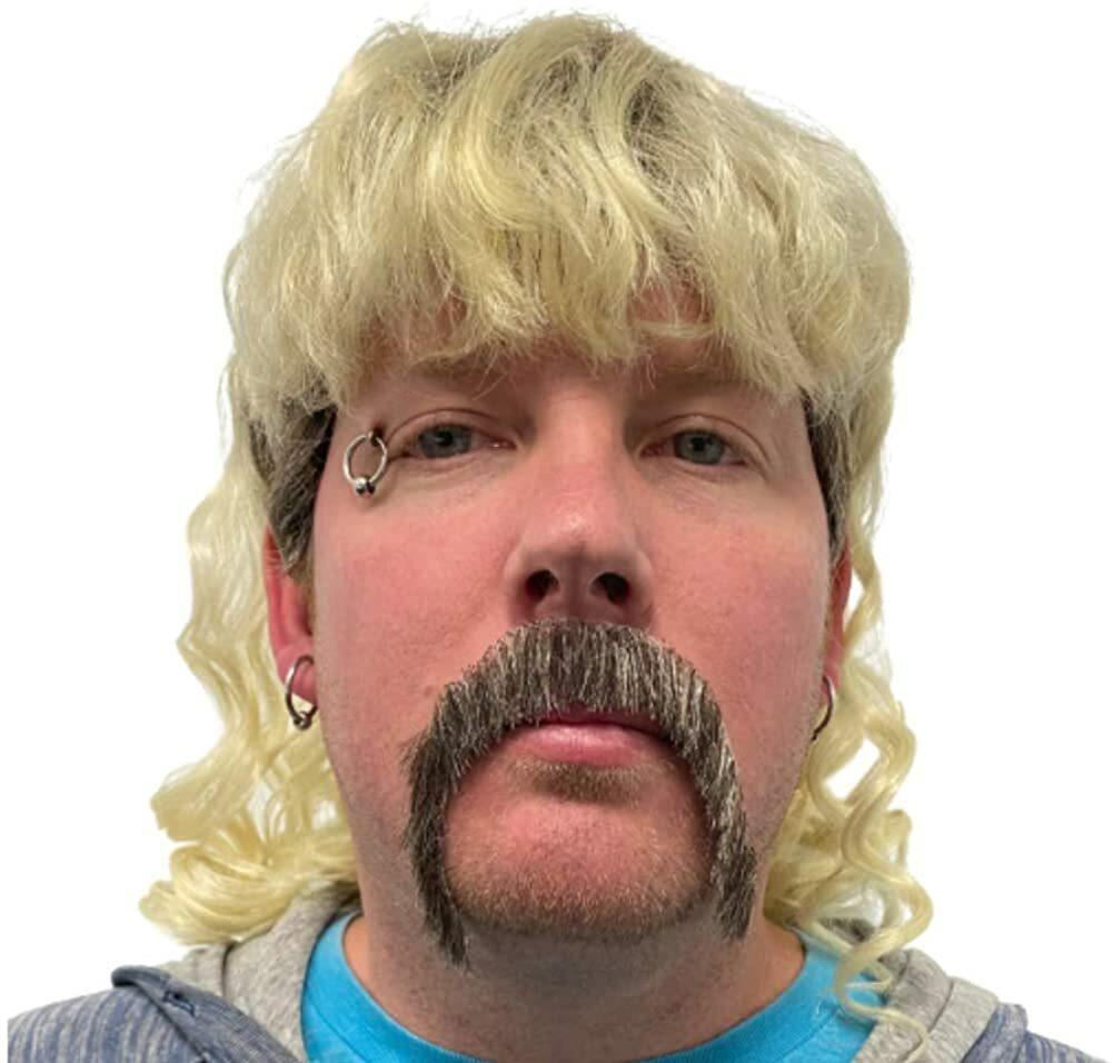 The King of Tiger Mullet & Mustache Halloween Costume Wig
