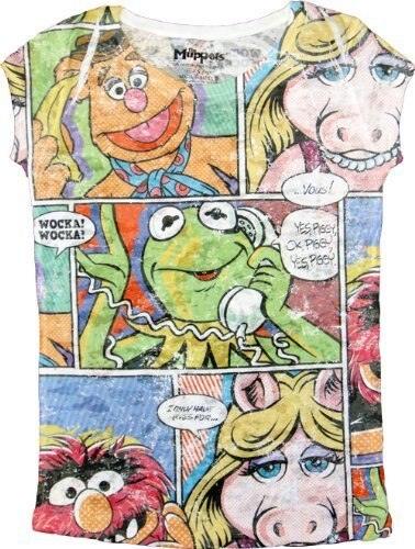 The Muppets Comics Squares White Sublimation Burnout T-shirt-tvso