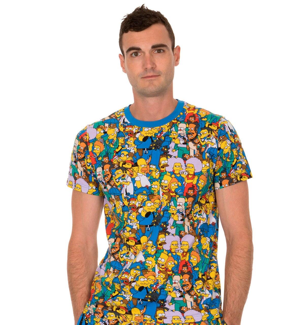 The Simpsons Springfield Multi Character Collage T-shirt Tee-tvso