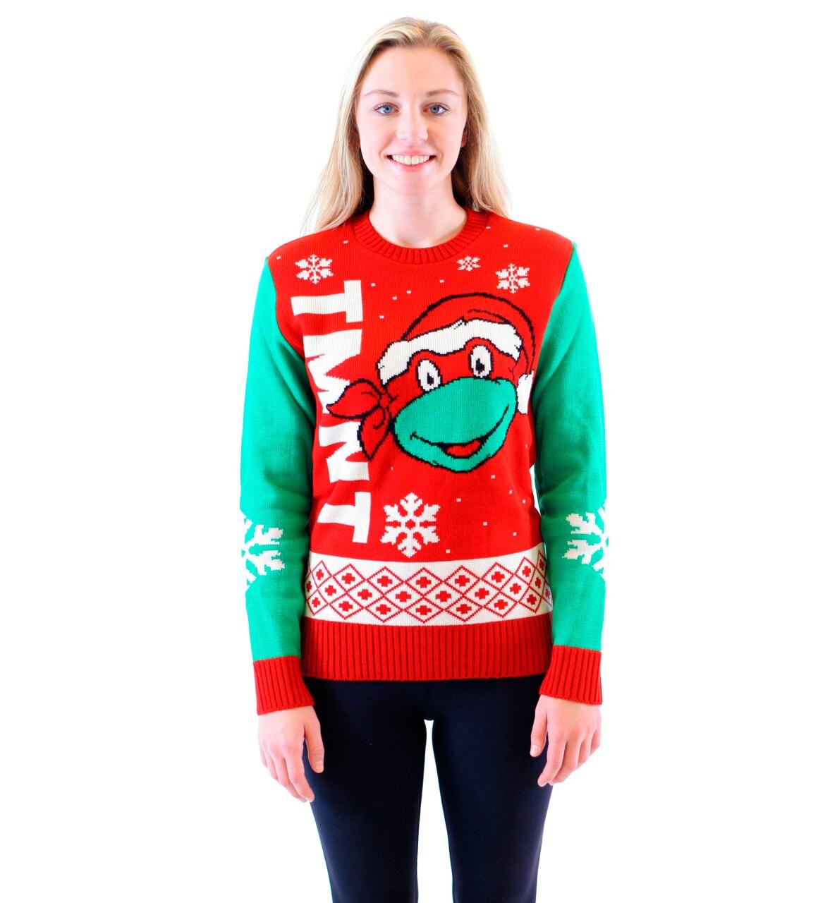 TMNT Big Turtle Face Ugly Christmas Sweater-tvso