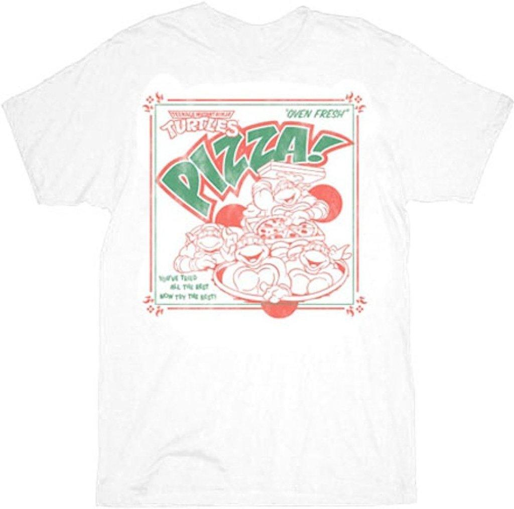 Mighty Fine TMNT Teenage Mutant Ninja Turtles Pizza Box White Adult T-Shirt - Teenage Mutant Ninja Turtles - | TV Store Online 2x
