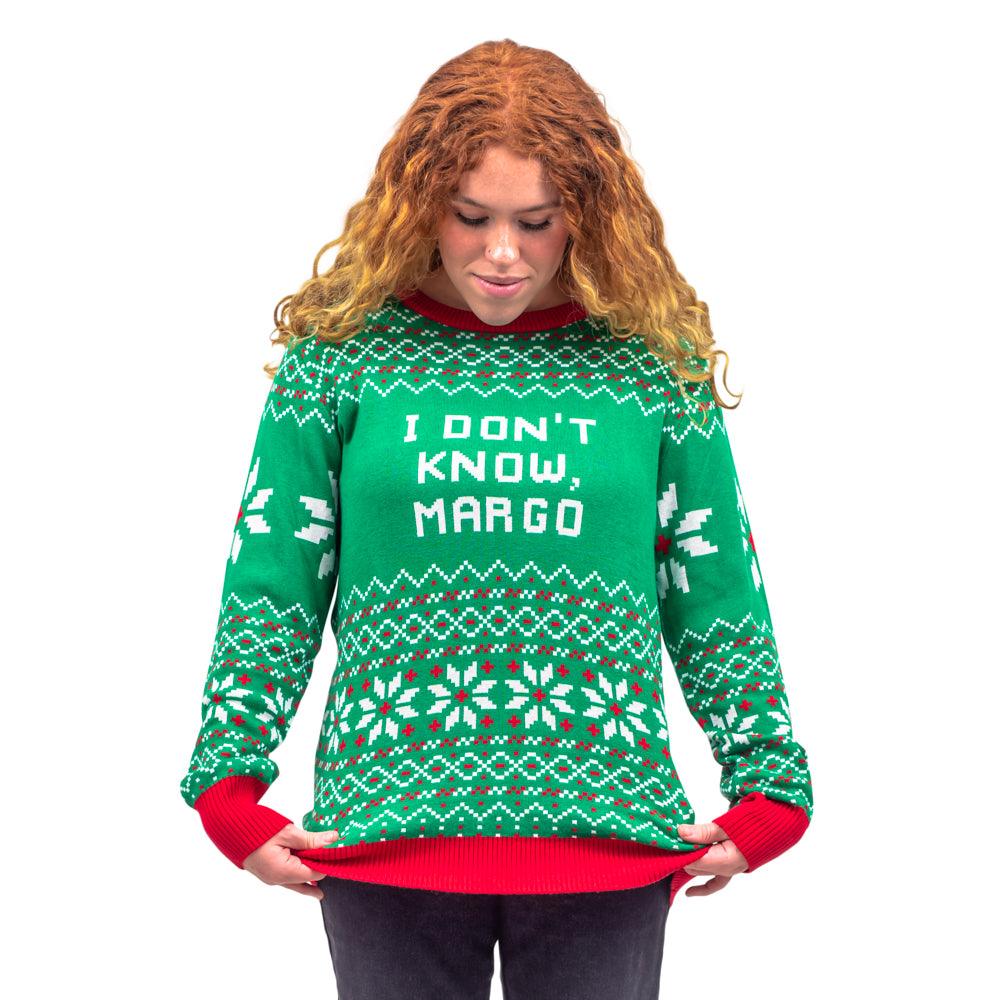 Todd and Margo Why is The Carpet Wet I Don’t Know Knitted Ugly Christmas Sweater