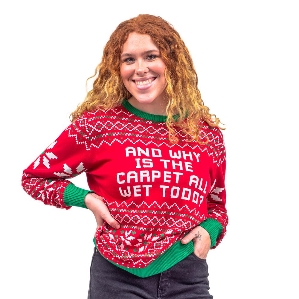 Todd and Margo Why is The Carpet Wet I Don’t Know Knitted Ugly Christmas Sweater - TVStoreOnline