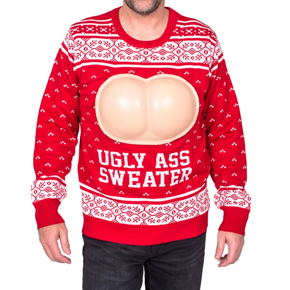 Ugly Behind Funny NOT PC Adult Unisex 3D Butt Ugly Christmas Sweater - TVStoreOnline