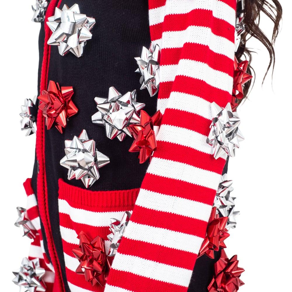 Ugly Christmas Sweater Gift Wrapping Bow Unisex Cardigan - TVStoreOnline