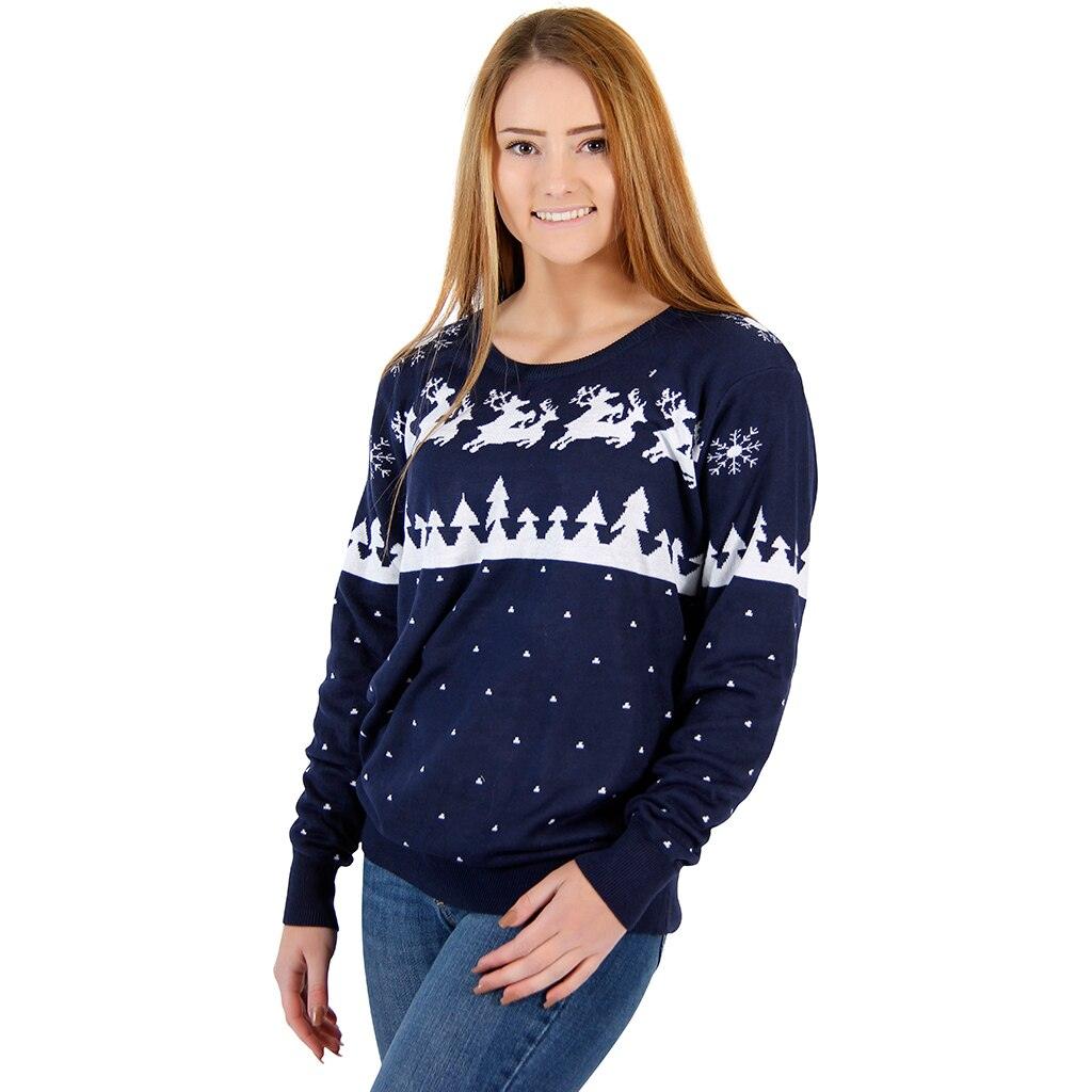 Ugly Christmas Sweater Humping Reindeer and Snow Adult Navy Sweater - Ugly Christmas Sweaters - | TV Online