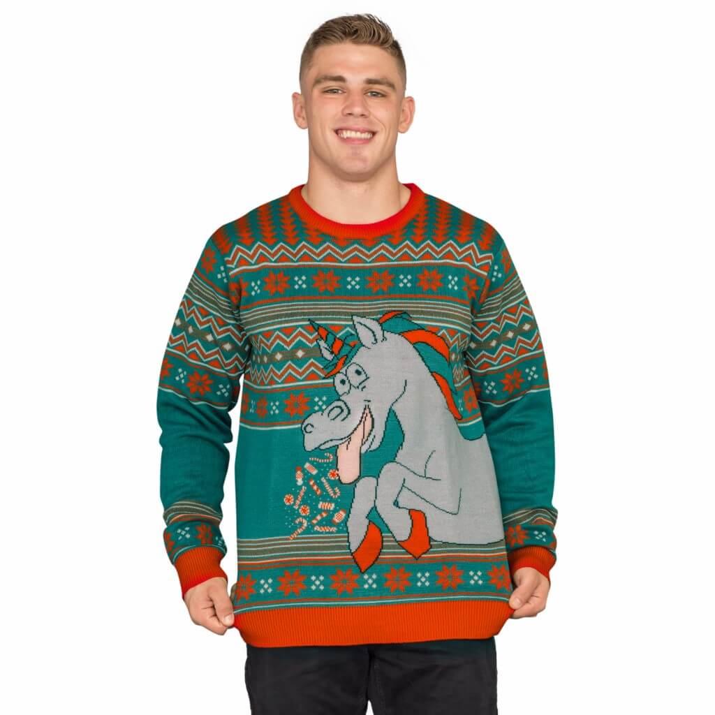 Unicorn Candy Canes and Star Dust Ugly Christmas Sweater - TVStoreOnline