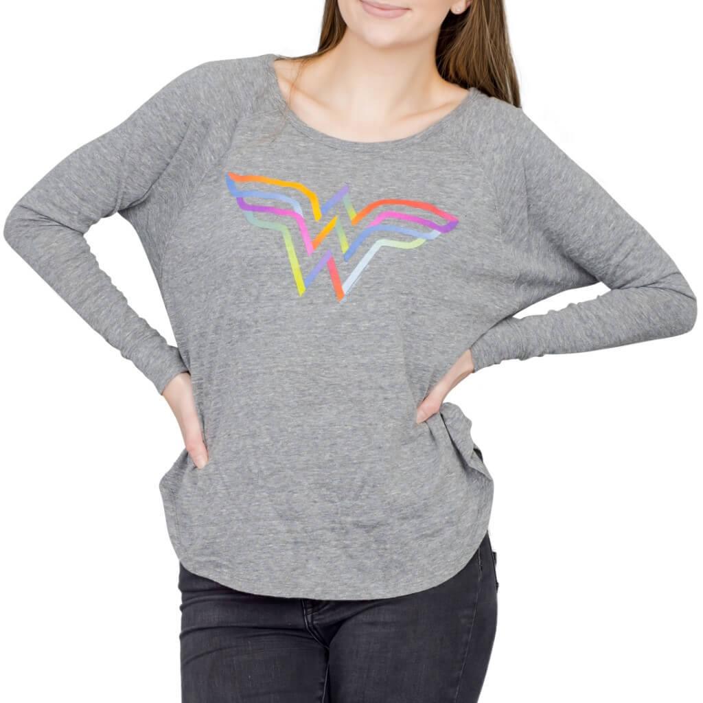 Wonder Woman Rainbow Logo Long Sleeve T-Shirt-tvso