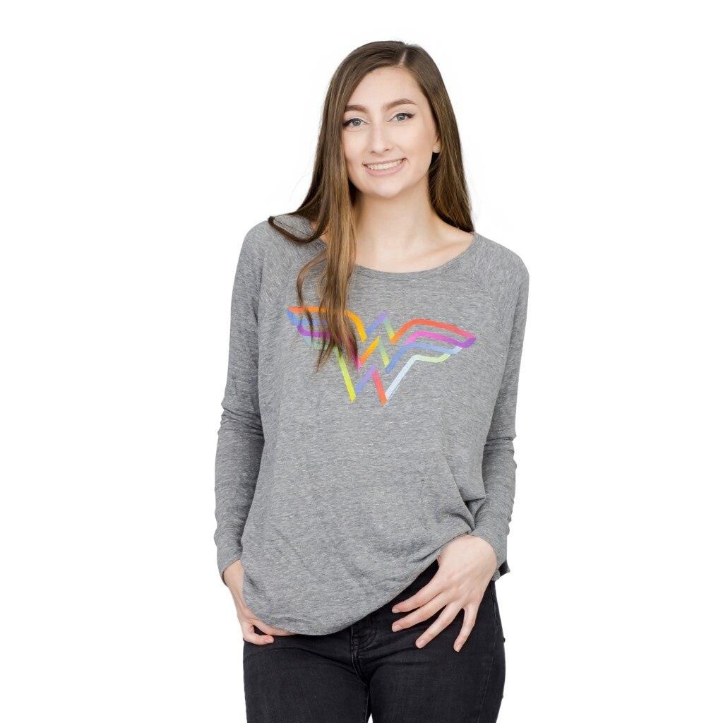 Wonder Woman Rainbow Logo Long Sleeve T-Shirt-tvso