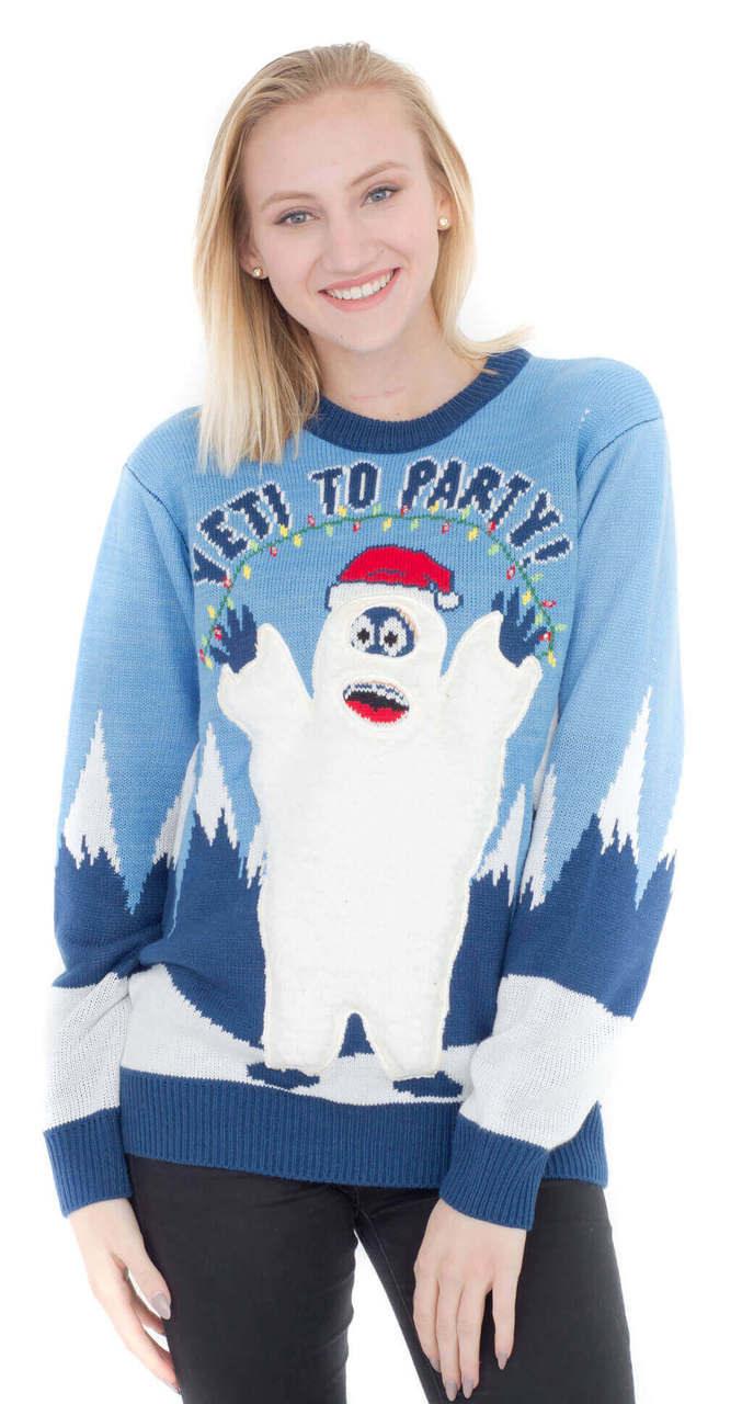Yeti to Party Light up Ugly Christmas Sweater-tvso