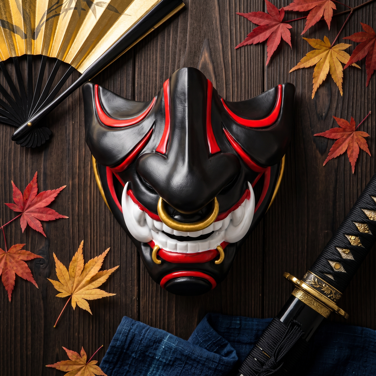 Adult Unisex Traditional Japanese Halloween Cosplay Costume Masks (4 Styles)