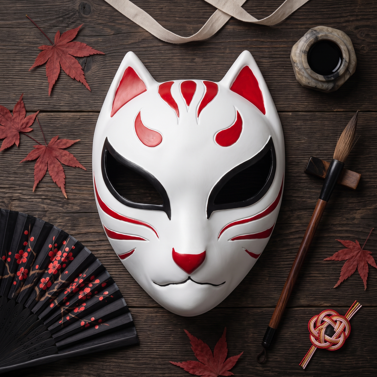 Adult Unisex Traditional Japanese Halloween Cosplay Costume Masks (4 Styles)