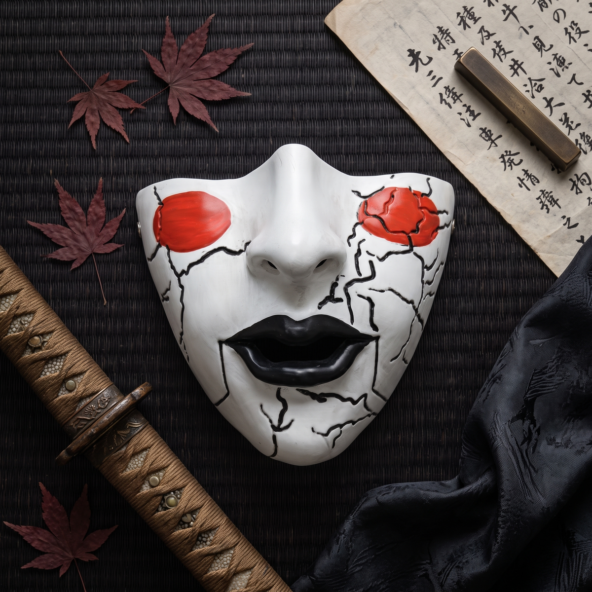 Adult Unisex Traditional Japanese Halloween Cosplay Costume Masks (4 Styles)
