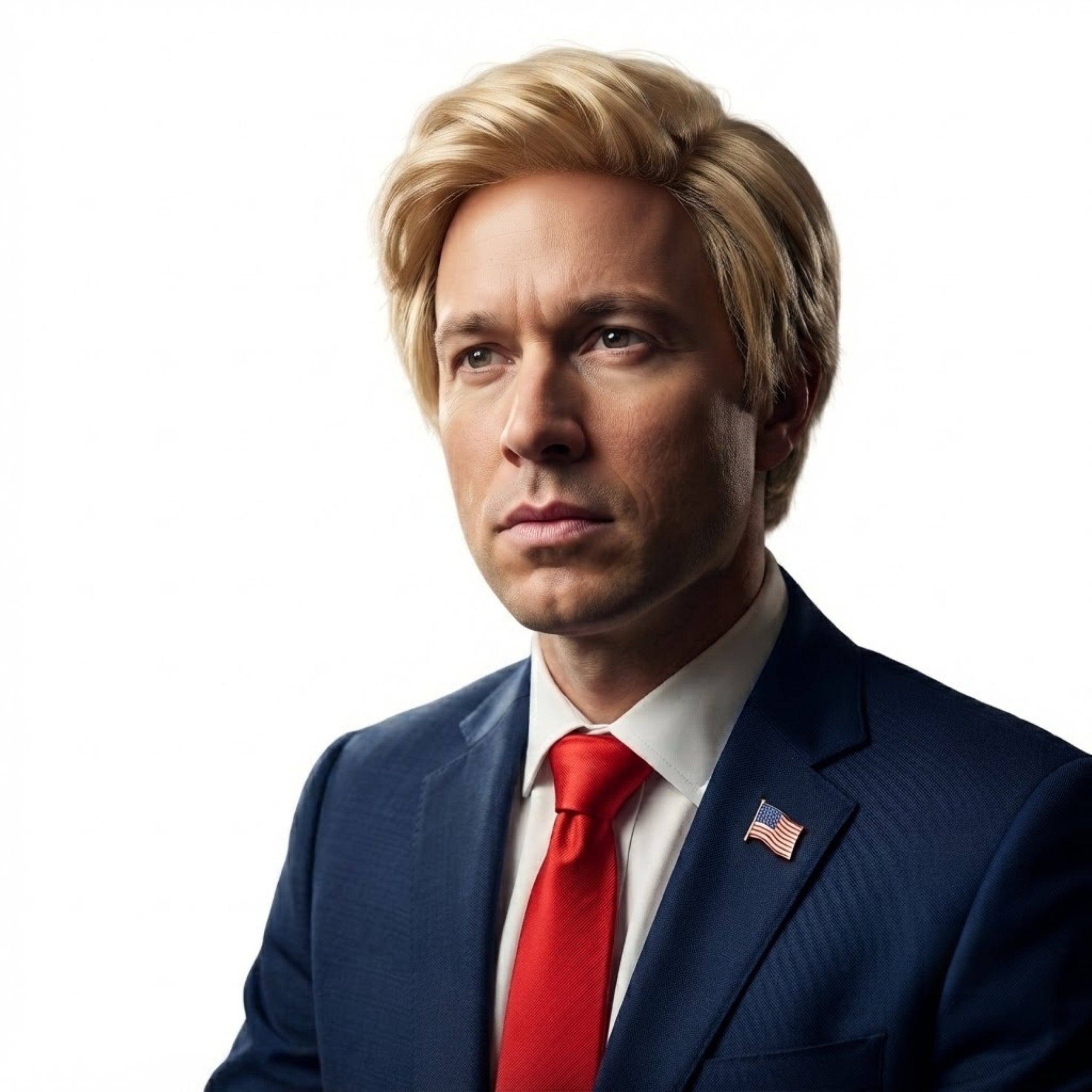 Trump Wig, Tie, USA Pin Unisex Halloween Cosplay Costume Accessory Set