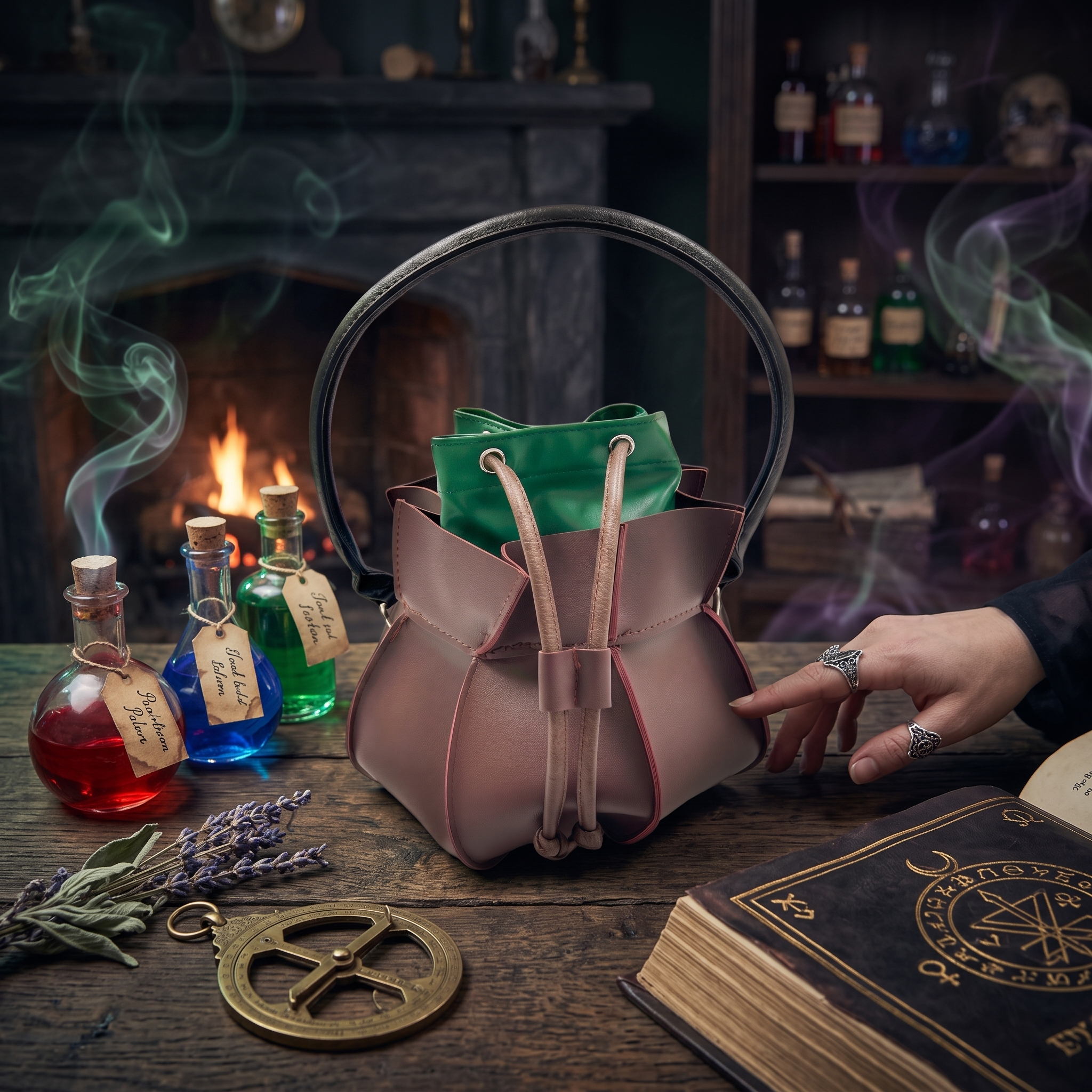 Witches Satchel Leather Cauldron Purse Halloween Cosplay Costume Accessory
