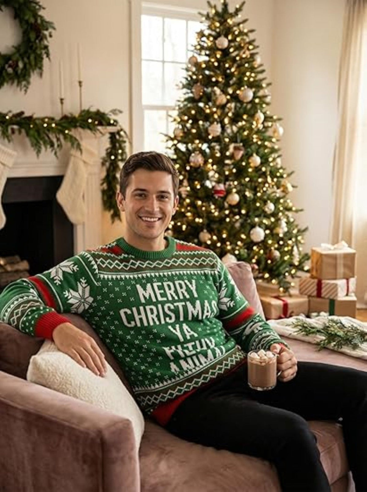 1990s Christmas Movie Quote Adult Ugly Christmas Sweater (Green/Red) - TVStoreOnline