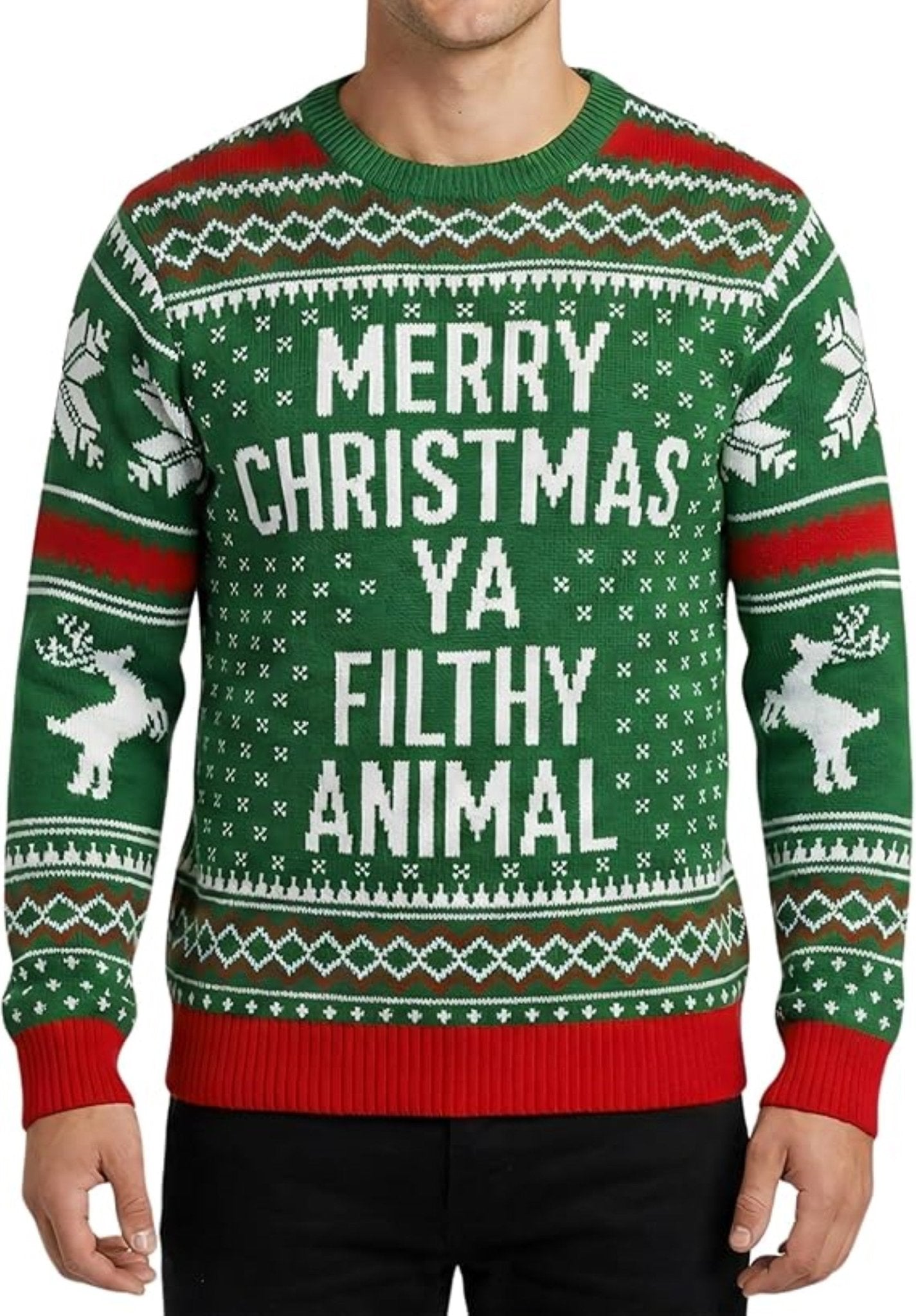 1990s Christmas Movie Quote Adult Ugly Christmas Sweater (Green/Red) - TVStoreOnline