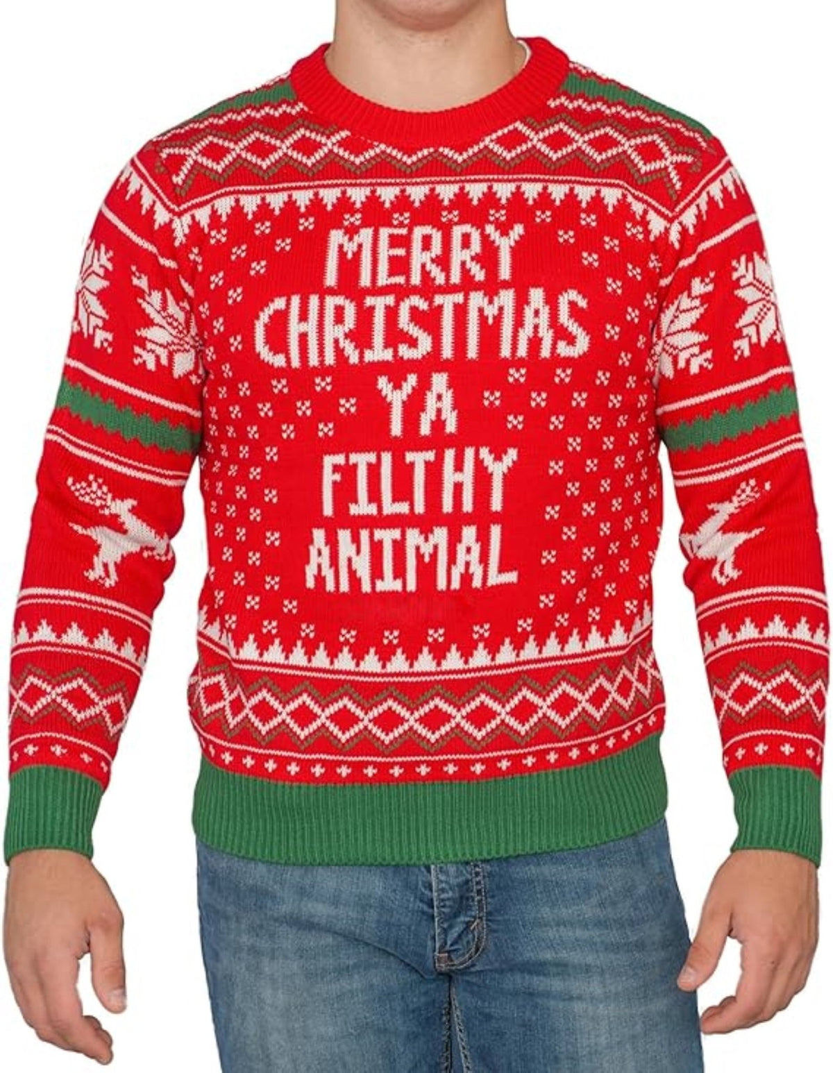 1990s Christmas Movie Quote Throwback Adult Unisex Ugly Christmas Sweater (Red/White) - TVStoreOnline