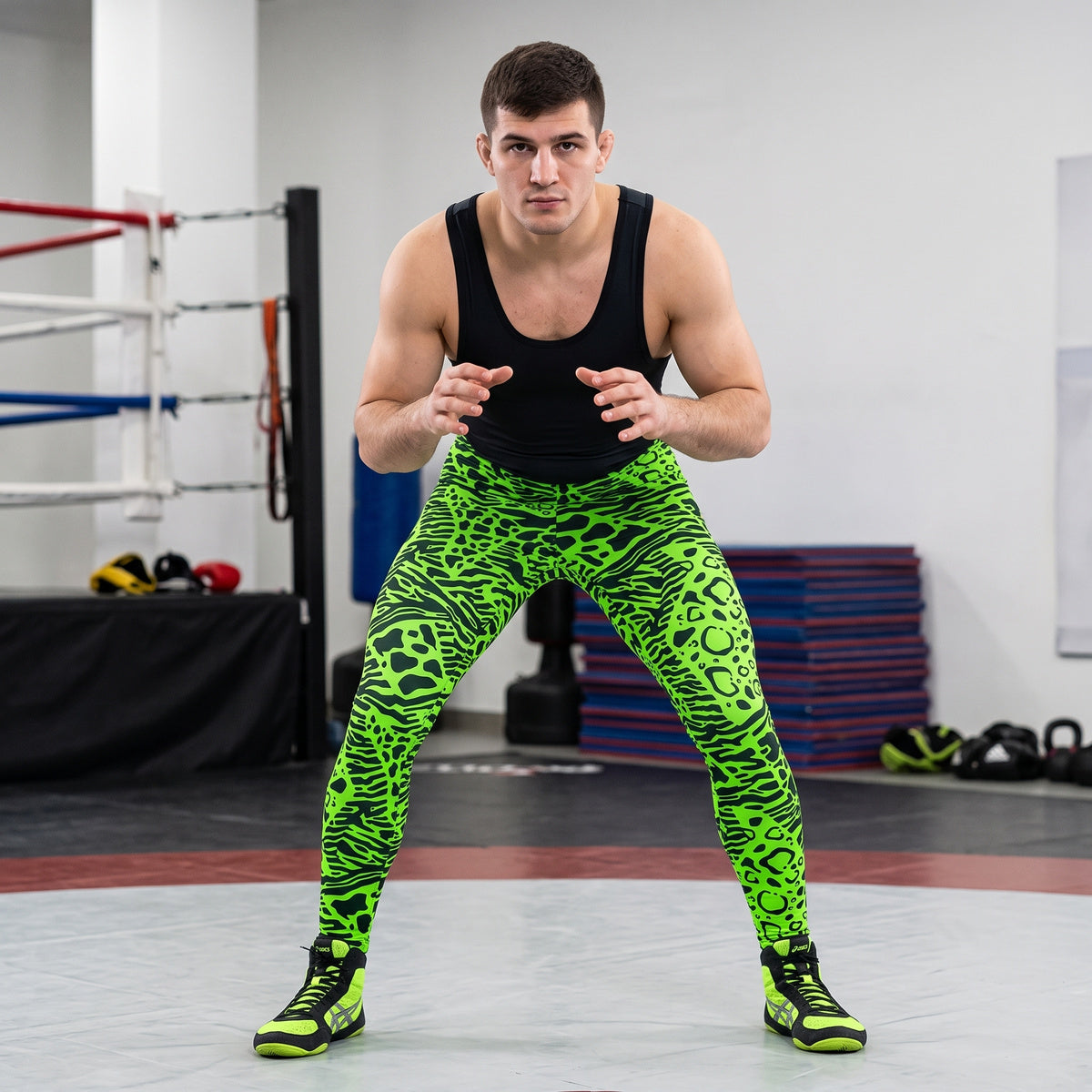 1980s Retro Style Neon Wrestling Aerobics Adult Spandex Pants