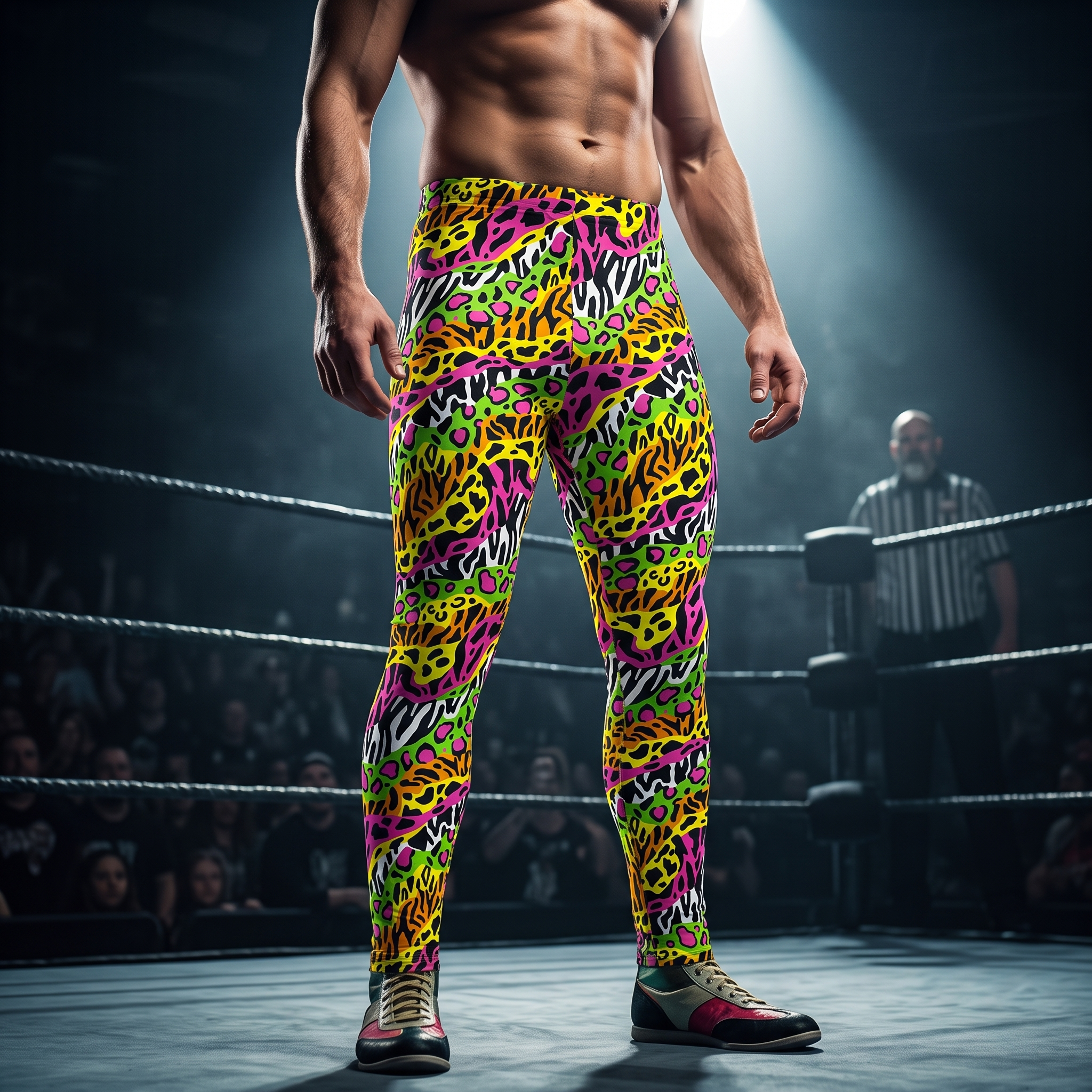 1980s Retro Style Neon Wrestling Aerobics Adult Unisex Spandex Pants