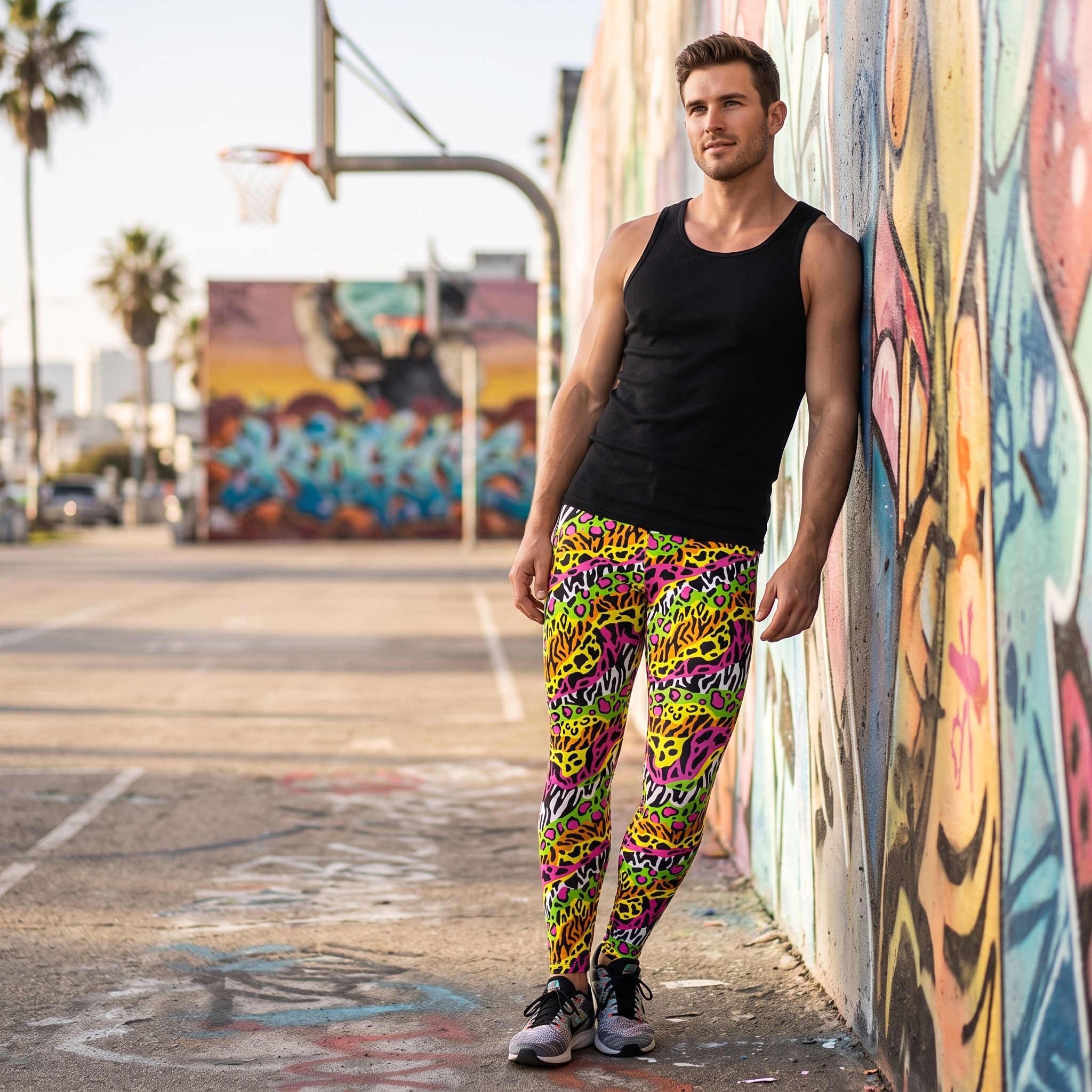 1980s Retro Style Neon Wrestling Aerobics Adult Unisex Spandex Pants