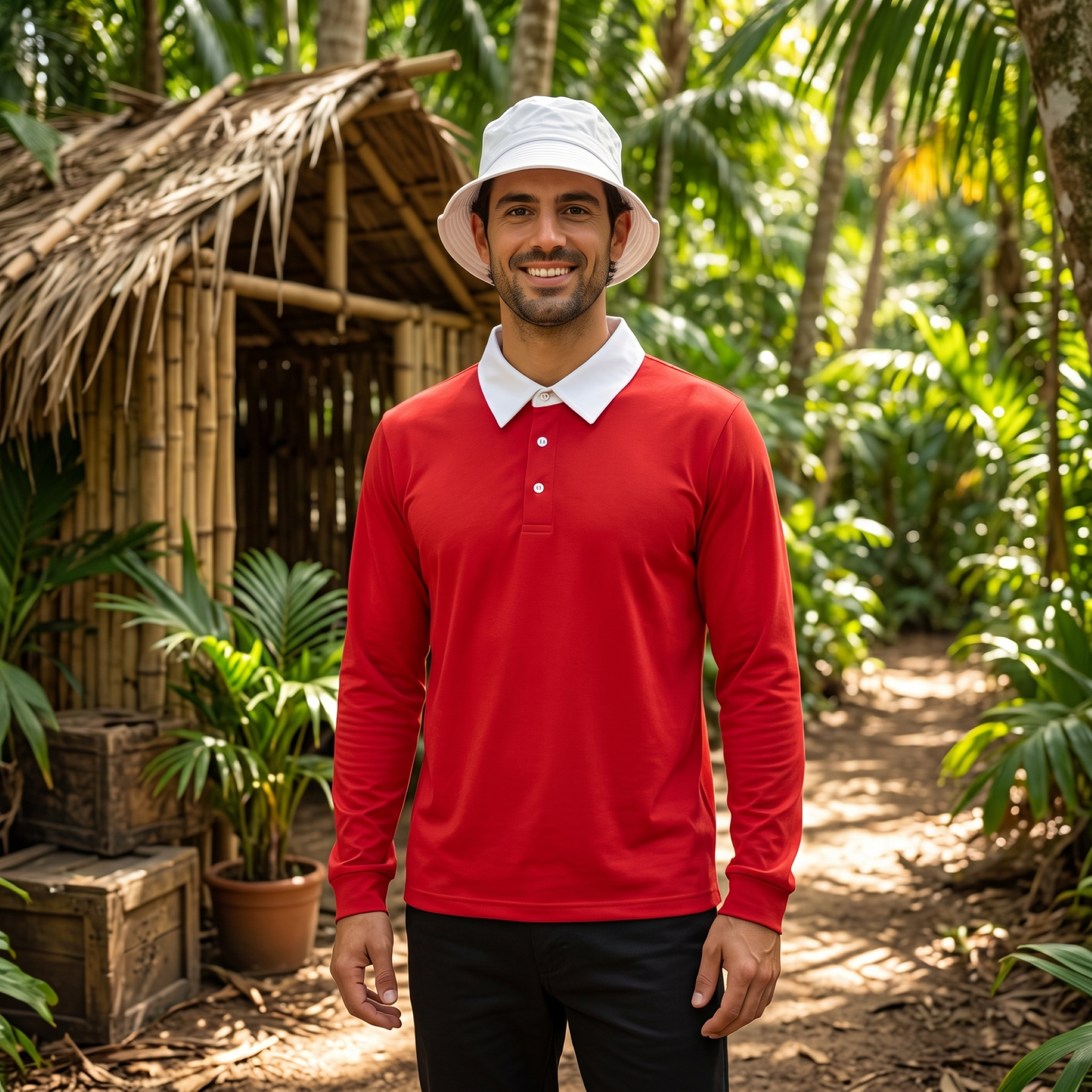 Replica Gilligan Character Adult Unisex Halloween Cosplay Costume Shirt/Hat Set