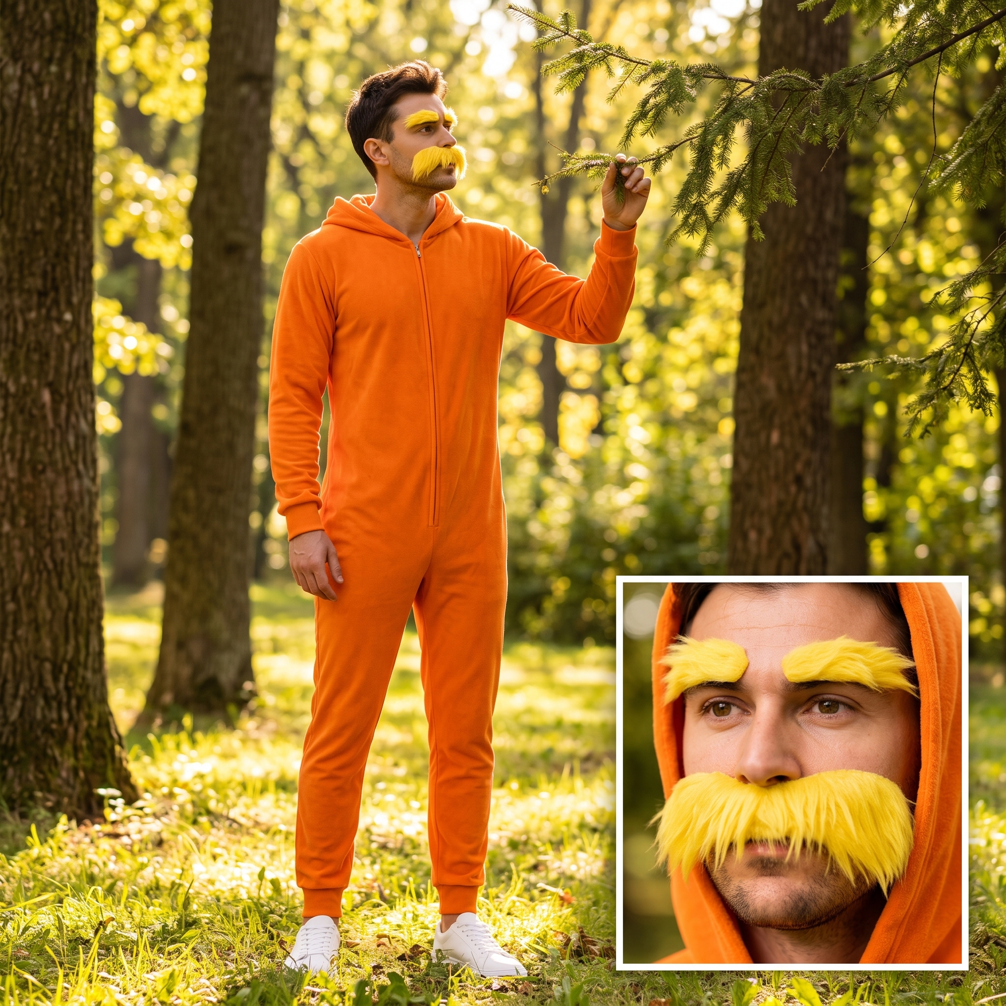 Lorax Orange Man Adult Unisex Halloween Cosplay Costume Pajama Suit