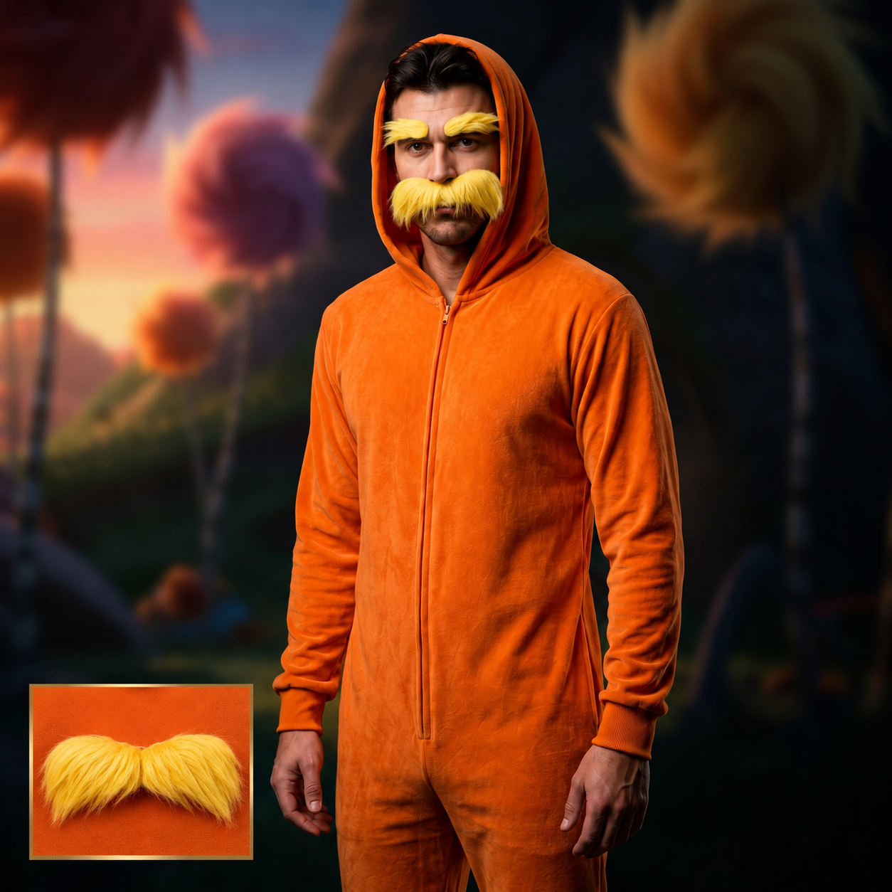 Lorax Orange Man Adult Unisex Halloween Cosplay Costume Pajama Suit